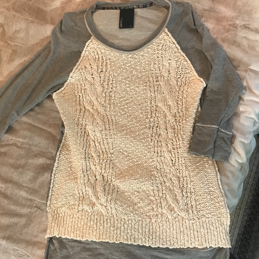 Anthropologie sweat shirt/with crochet front
